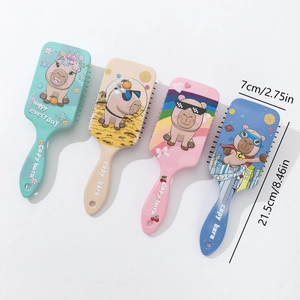Cartoon Capybara print air cushion hairbrush set in four colors with size 21.5x7cm