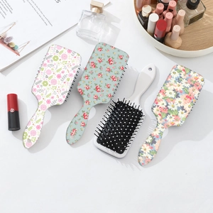 Set di 4 spazzole per capelli con cuscinetto d'aria e stampe floreali stile romantico