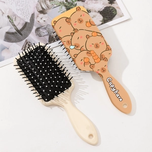 Cute Capybara cartoon massage hairbrush set with portable soft air cushion bristles