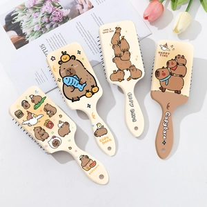 Cute Capybara Printed Air Cushion Hair Brush Scalp Massage Detangling Hairbrush Cartoon Animal Pattern ABS Plastic Comb For Women Girls