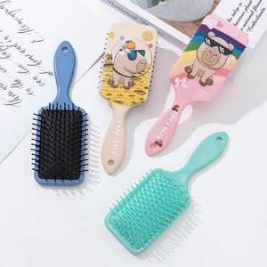 Set of four colorful Capybara printed air cushion hairbrushes for scalp massage