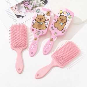 Pink Capybara cartoon air cushion massage hairbrushes set for detangling and scalp care