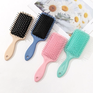 Kapybara print air cushion massage hairbrushes in beige, blue, pink, and mint green