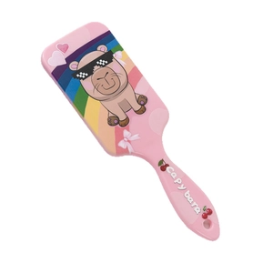 Pink Capybara air cushion hairbrush with cartoon print and heart patterns for scalp massage