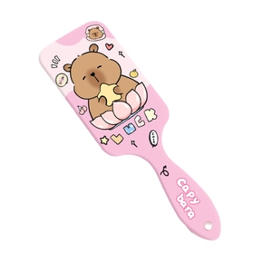 Pink cartoon Capybara air cushion hairbrush for scalp massage and detangling hair
