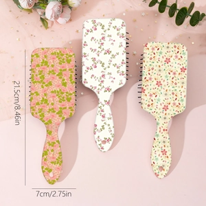 Floral paddle hairbrushes with scalp massage air cushion and cute botanical prints