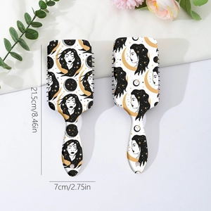 Retro moon and star printed air cushion hair brushes with ergonomic handles for volume
