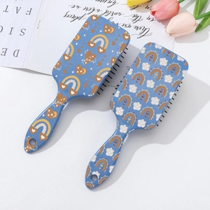 Bohemian rainbow heart pattern hair massage air cushion paddle brush set for scalp care