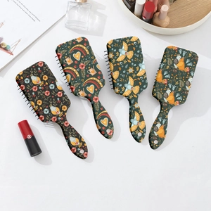 Bohemian Floral Print Air Cushion Hair Brush For Women Detangling Massage Comb Cute Pastoral Style ABS Hairbrush