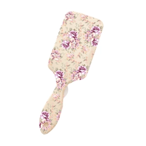 Floral print hair brush with scalp massage cushion and rectangular ergonomic handle