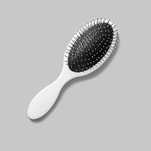 White cherry bow print air cushion hairbrush with black scalp massage bristles