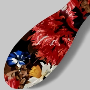 Floral print hair cushion brush with vibrant pink and red flowers for volumizing