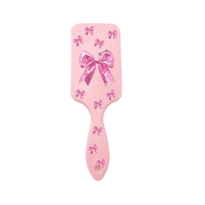 Brosse à cheveux rose avec motifs de nœuds scintillants et texte Specially pour massage
