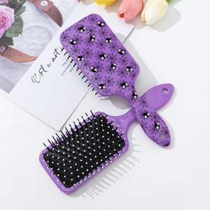 Coffret de brosses à cheveux Halloween violettes avec motif de toile d'araignée et coussin