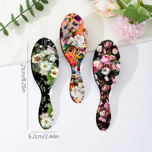 Retro floral air cushion hairbrush set with vintage patterns and massage bristles