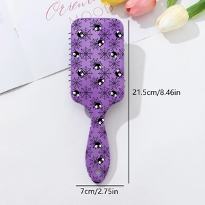 Brosse à cheveux violette Halloween avec motifs d'araignée, peigne à coussin de 21,5 cm