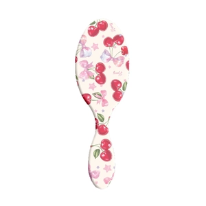 Cherry and bow print air cushion hairbrush for detangling and scalp massage