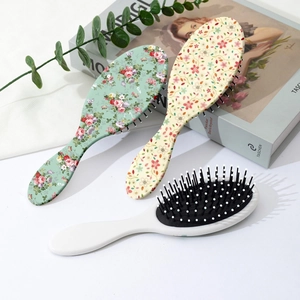 Lot de brosses à cheveux ovales à coussin d'air avec motifs floraux vintage