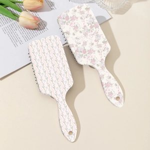 Cute Floral Bowknot Print Cushion Hairbrush ABS Massage Scalp Airbag Comb Home Daily Hair Styling Tools For Women Girls