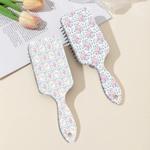 Spazzola per Capelli a Cuscino d'Aria con Stampa Floreale Pastorale in ABS Pettine Massaggiante Districante per Donna