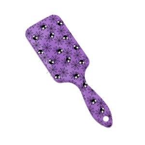 Brosse à cheveux violette d'Halloween avec motifs d'araignées et coussin pneumatique