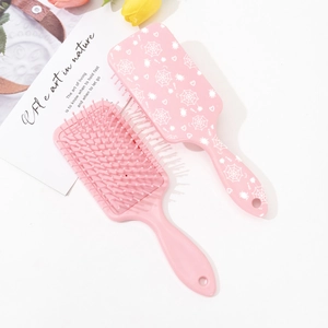 Pink Air Cushion Hair Comb Cute Spider Web Print Rectangular Scalp Massage Brush Halloween Theme Hair Styling Tool For Women