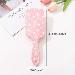 Pink spider web pattern hair brush with air cushion and 21.5cm length for women