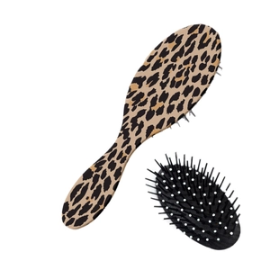 Leopard print anti-static air cushion hair brush with ergonomic handle for women styling