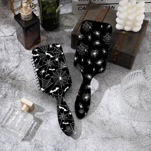 Halloween Fledermaus Spinnennetz Druck Luftkissen Haarbürste Gothic Entwirrungskamm Für Damen Kopfhautmassage Haarstyling Werkzeug