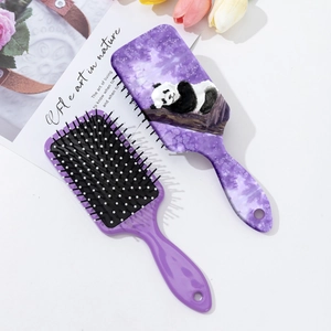 Coffret brosse à cheveux panda violette avec coussin d'air massant et texture marbrée