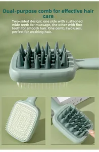 Dual-sided silicone scalp brush with coarse massage teeth and fine bristles for hair care