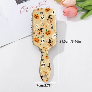 Détails de la brosse à cheveux Halloween avec motif citrouille et chien et dimensions