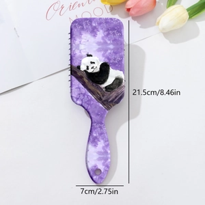 Brosse à cheveux panda aquarelle violette pour massage du cuir chevelu, 21,5 cm