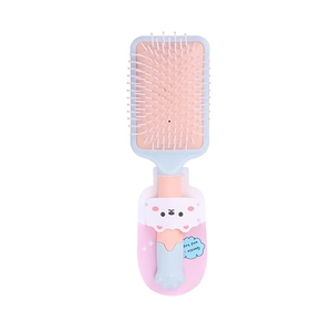 Pastel macaron air cushion paddle hairbrush with cute cartoon handle for scalp massage