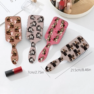 Lot de brosses à cheveux à motifs de chiots mignons avec coussin d'air anti-nœuds portable