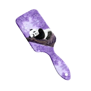 Brosse à cheveux panda violette avec motif aquarelle pour massage du cuir chevelu