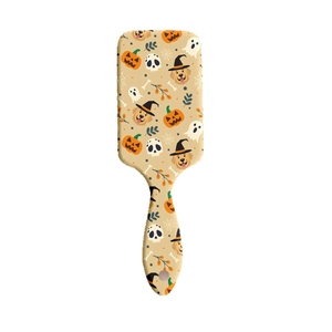 Brosse à cheveux d'Halloween avec imprimés fantôme golden retriever et citrouille
