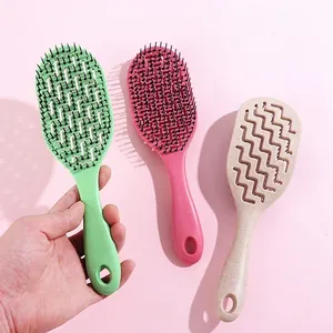 Lot de brosses à cheveux incurvées et ajourées pour massage du cuir chevelu et démêlage