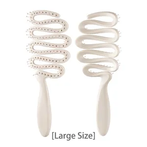 Große cremefarbene hohle Haarbürste zur Kopfhautmassage und für voluminöses Haarstyling