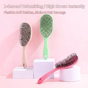 Brosse à cheveux courbée et ventilée pour cheveux secs ou mouillés avec massage cuir chevelu