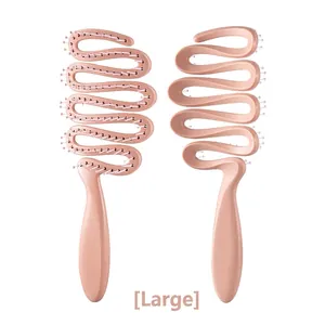 Spazzola ventilata rosa a forma di S per massaggio cuoio capelluto e styling volumizzante