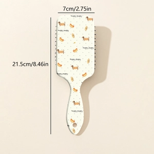 Detailed dimensions of the Dachshund printed air cushion hairbrush with puppy pattern