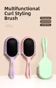 Dettaglio di spazzole per capelli multifunzionali pastello con manico cavo per lo styling