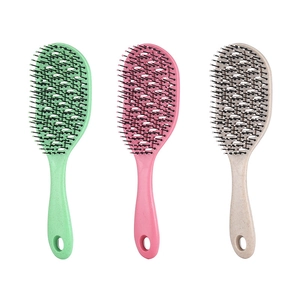 Lot de 3 brosses à cheveux ajourées en vert rose et beige pour démêlage et massage doux