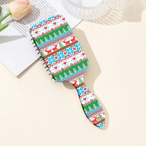 Brosse à cheveux de Noël bohème avec motif renne pour coiffage sur cheveux secs et mouillés