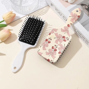 Set spazzole per capelli con stampa fiocco rosa per massaggio e volume dei capelli