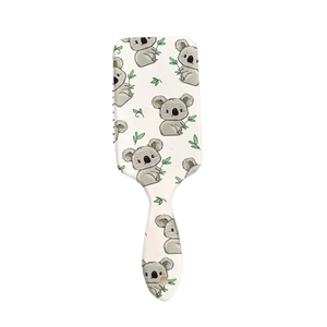 Cute cartoon koala print hair cushion brush with portable ABS handle for daily hair care