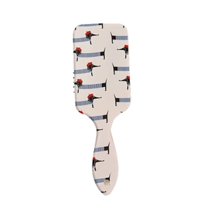 Brosse à cheveux pneumatique avec motif teckel et poignée ergonomique longue avec trou