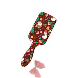 Christmas rectangular air cushion hairbrush with festive Santa and snowman patterns