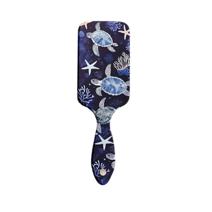 Rectangle paddle hairbrush with ocean sea turtle print and scalp massage air cushion